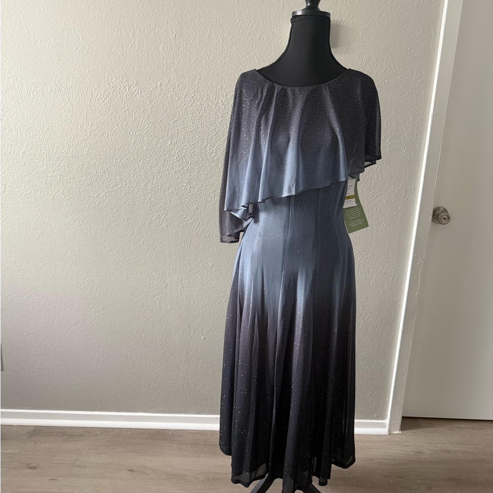 Danny & Nicole Black and Gray Midi Dress